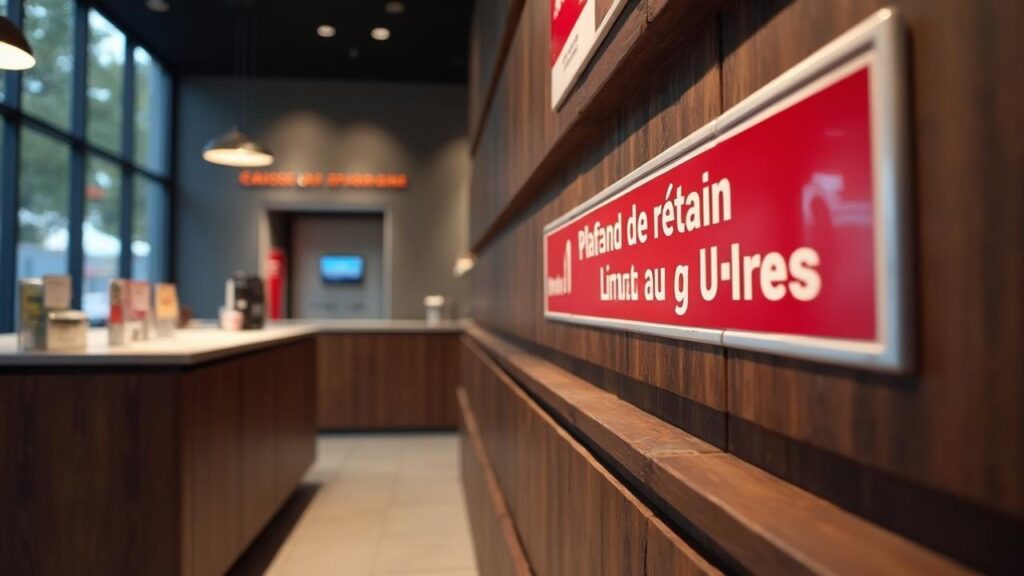 Intérieur d'un magasin avec des panneaux en français